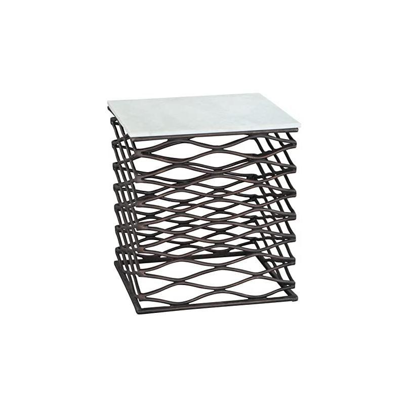 Zuo Duke Side Table White & Antique Bronze
