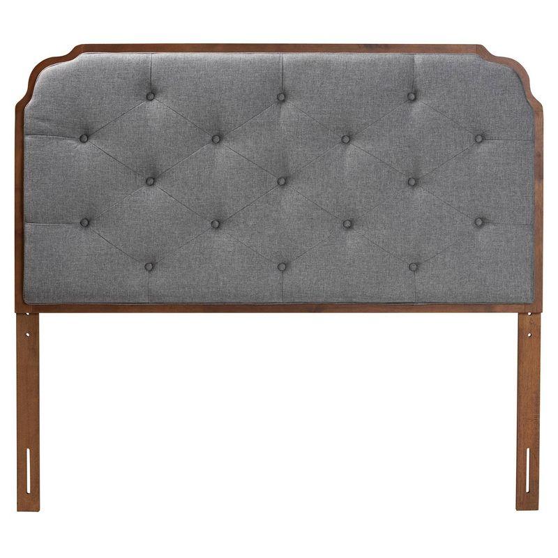 Baxton Studio Queen Shanti Fabric and Wood Headboard: Elegant Tufted Design, Adjustable Height