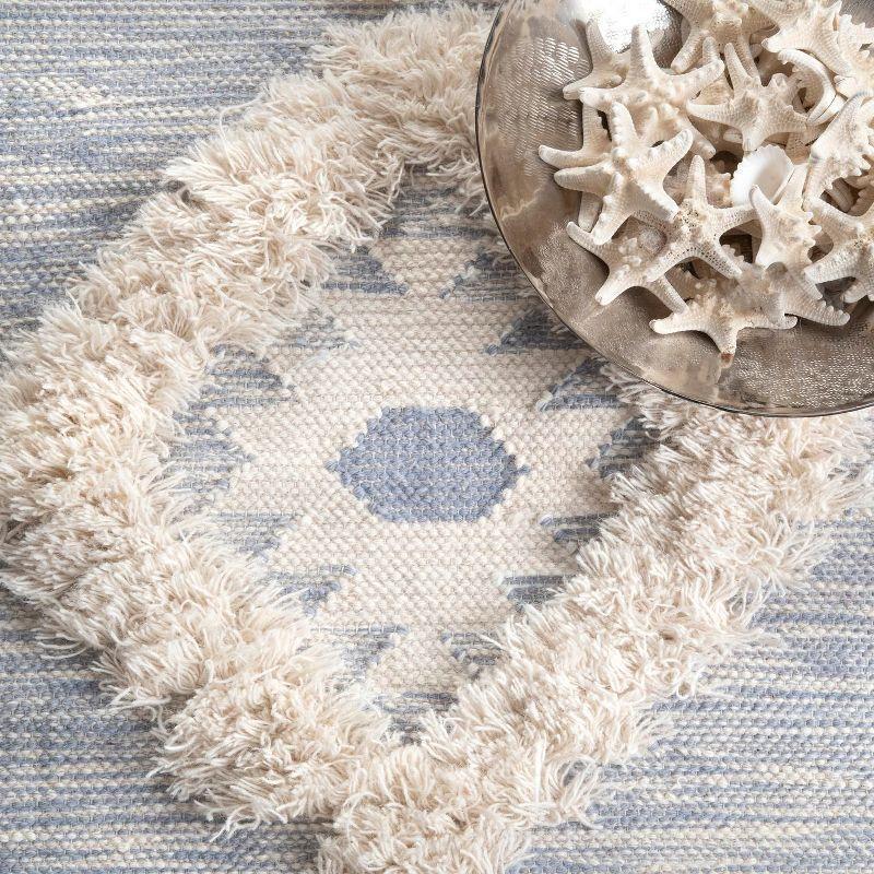 Nuloom Savannah Geometric 6 Square Wool Indoor Area Rug for Living Room Bedroom Dining Room Kitchen, Blue