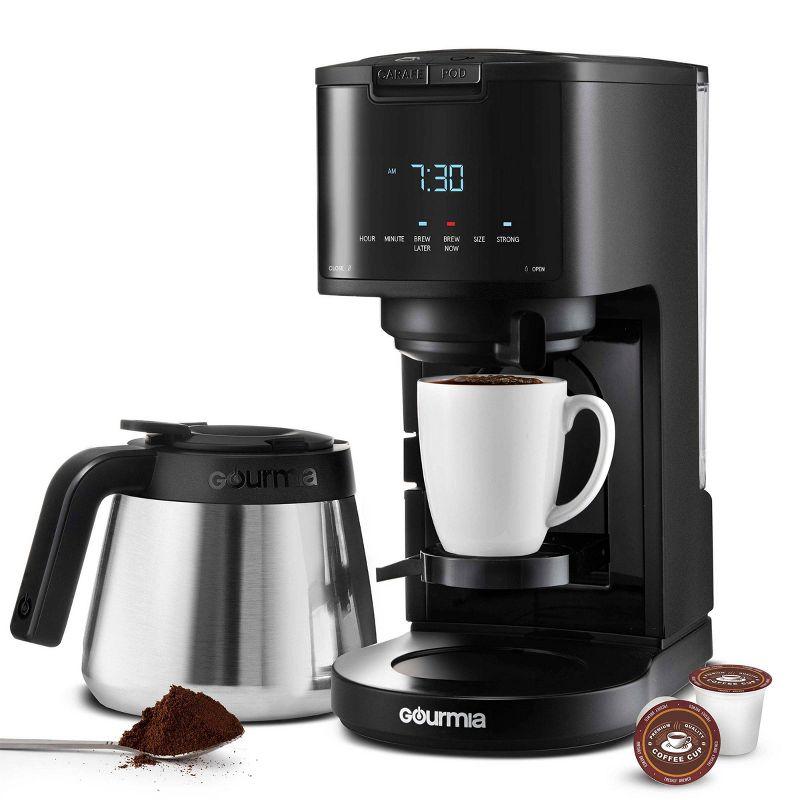 Gourmia 12 Cup Drip Coffee Maker with Thermal Carafe Black: Stainless Steel, Electric, Dishwasher-Safe Parts, 2-Year Warranty