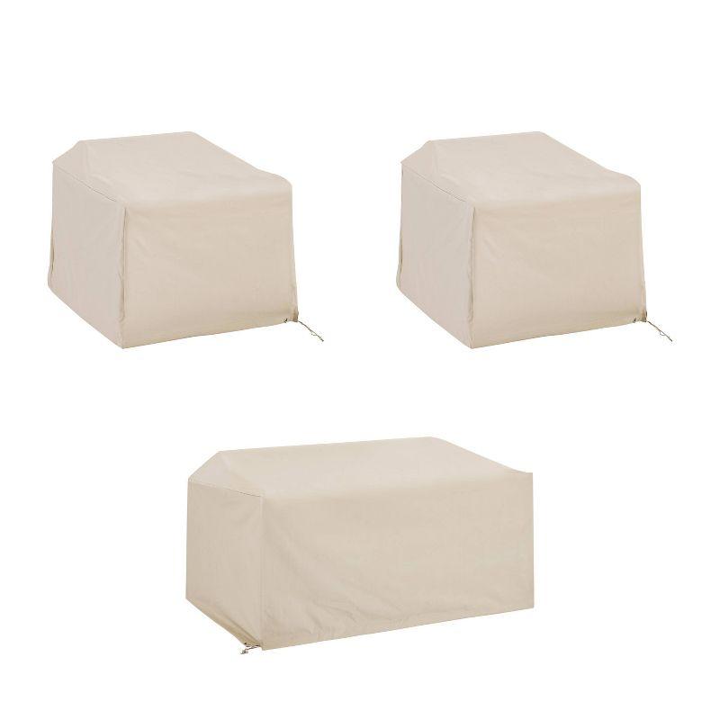 Tan Heavy-Duty Vinyl 3-Piece Outdoor Furniture Cover Set