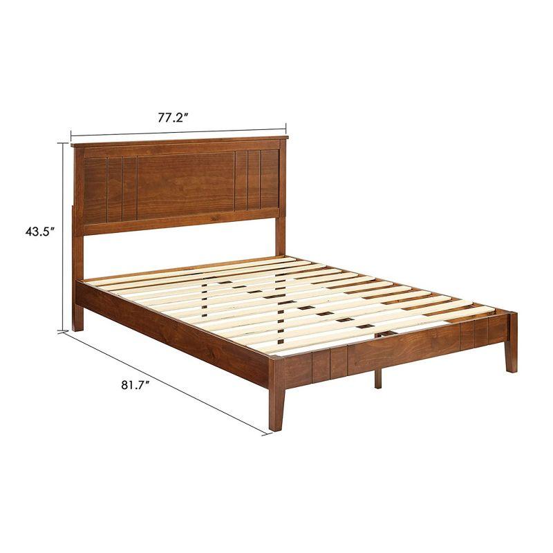 MUSEHOMEINC Easy Assembly Solid Pinewood Mid Century Platform Bed with Headboard and Slat Supports, No Box Spring Needed