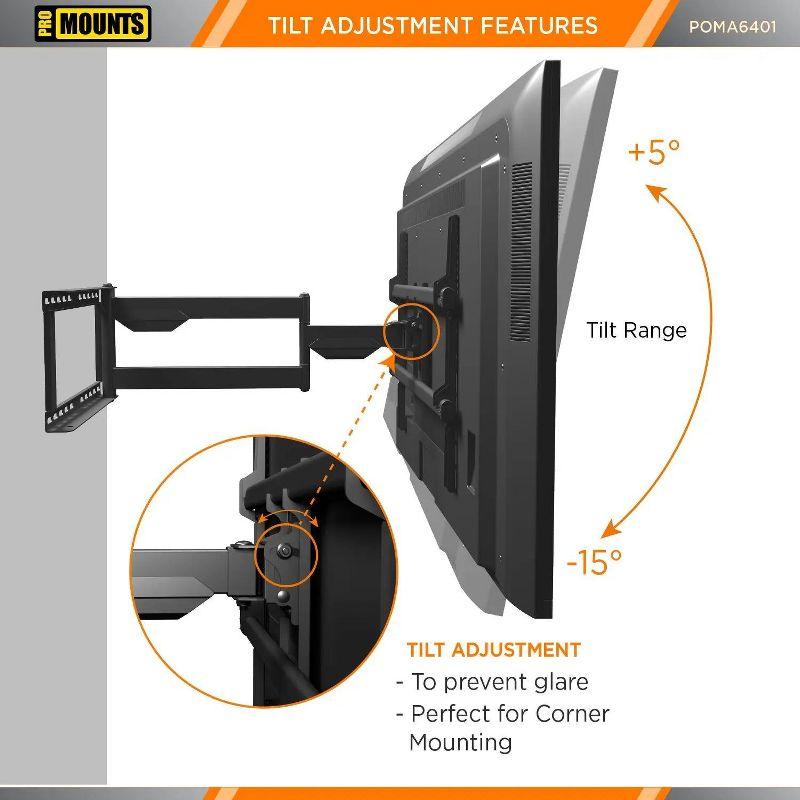 ProMounts Articulating/Full Motion Outdoor TV Wall Mount for 32"-75" Screens, Holds up to 132 lbs.