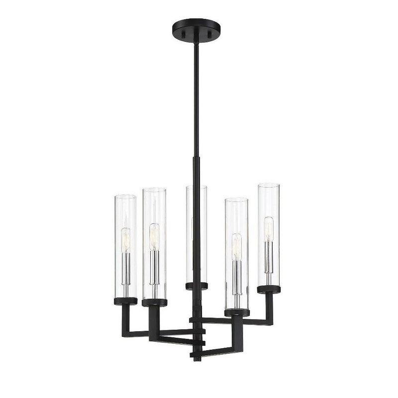 Savoy House Folsom 5 - Light Chandelier in  Matte Black/Polished Chrome