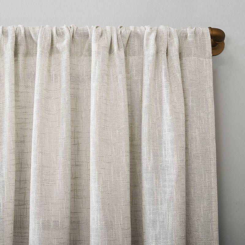 Scott Living Sheer Wallis Crosshatch Slub Textured Linen Rod Pocket Curtain Panel