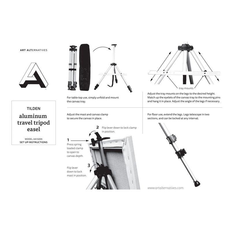 Art Alternatives Tilden Aluminum Tripod Easel: Silver, 65" Height, Lightweight, Painting & Art Display