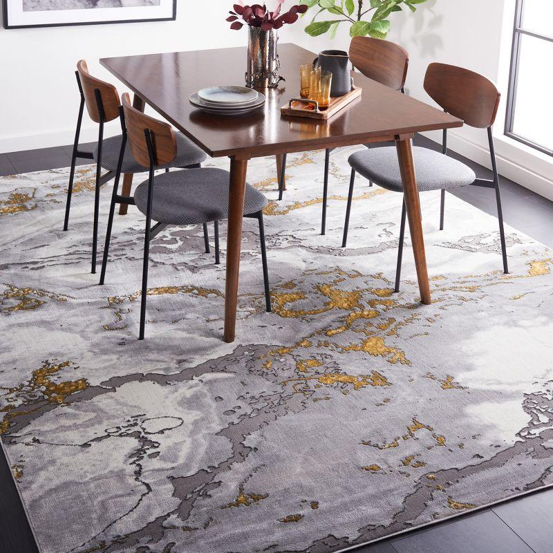 Abstract Swirls 8' x 10' Gray Synthetic Area Rug