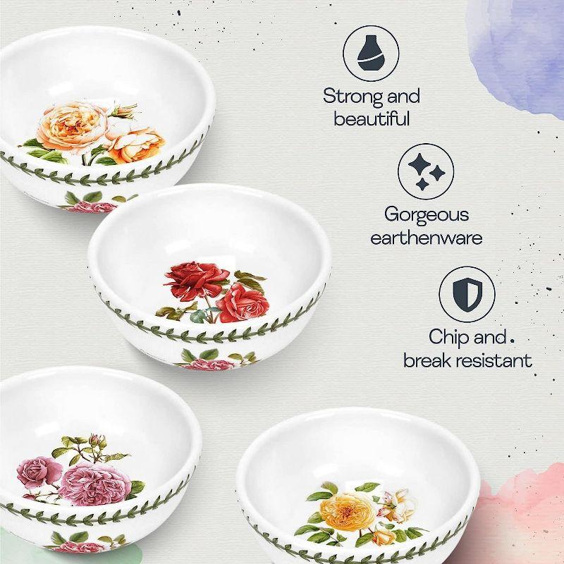 Portmeirion Botanic Roses 5-Inch Bowl, Porcelain Bowl for Dessert, Ice Cream, and Oatmeal - Teasing Georgia Motif