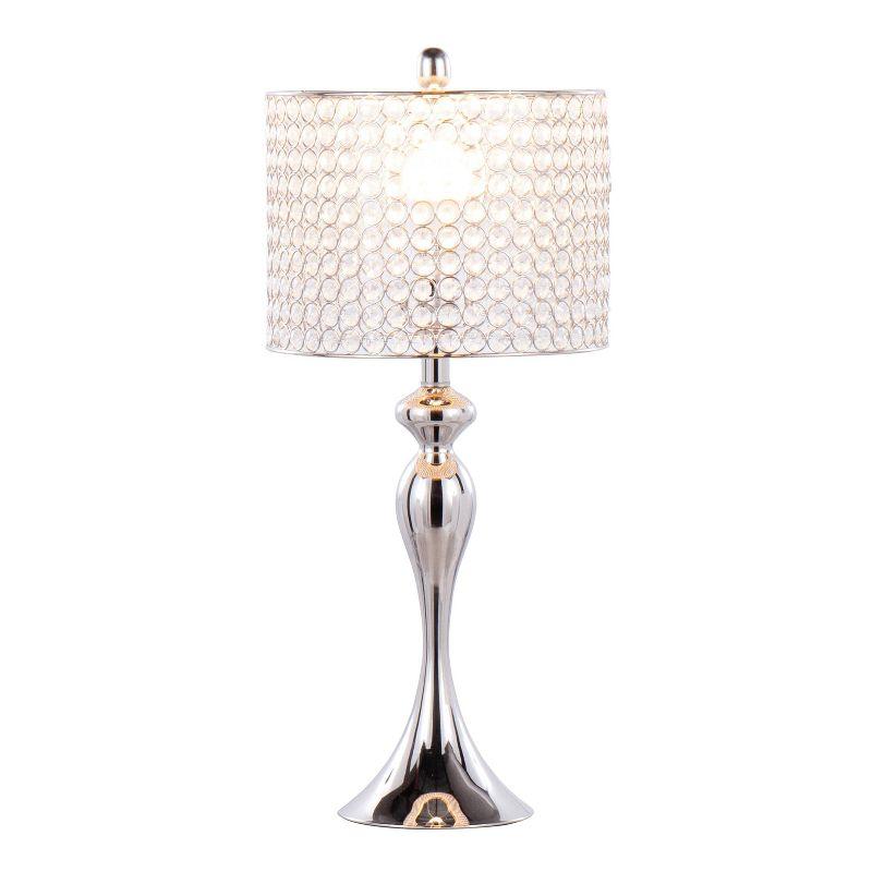 LumiSource (Set of 2) Ashland 27" Contemporary Table Lamps Polished Nickel with Round Clear K9 Crystal Beads from Grandview Gallery: UL Listed