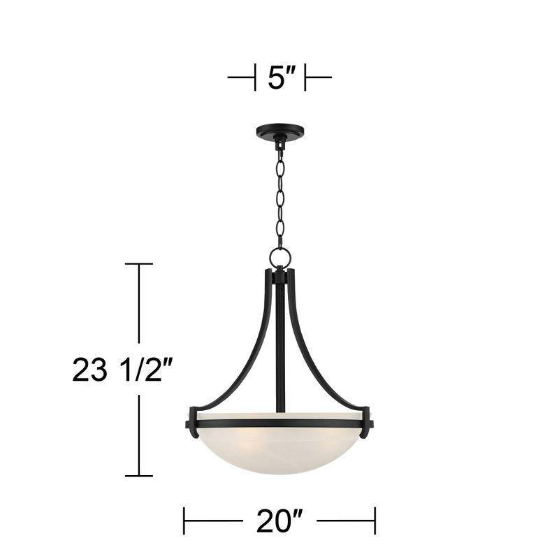 Modern Black Steel Pendant Light with Glass Bowl Shade