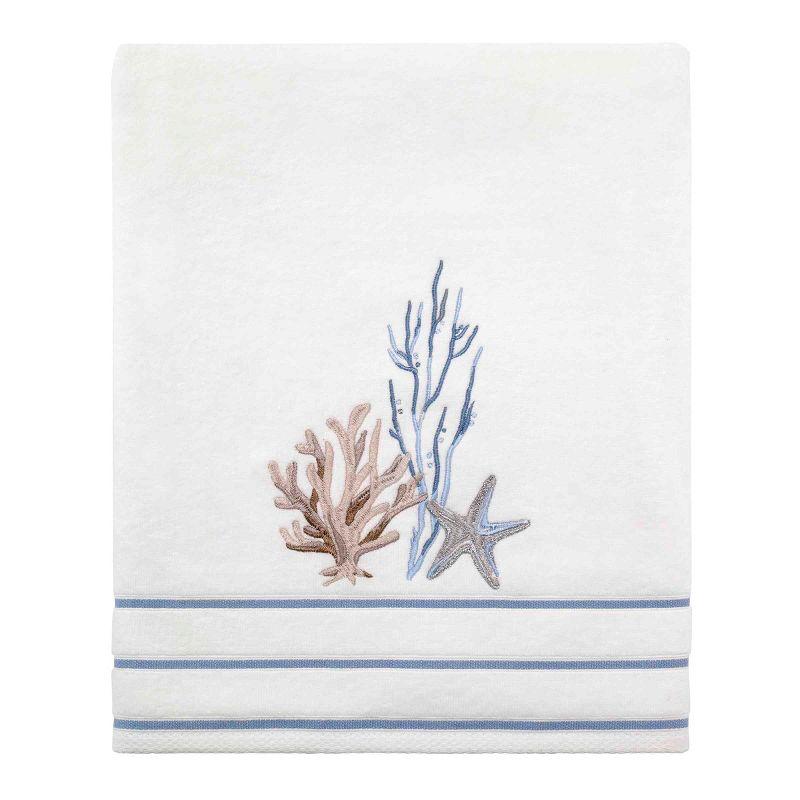 Ivory Cotton Coastal Embroidered 3-Piece Towel Set