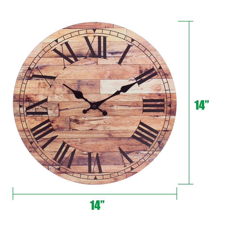 Wooden Roman Numeral Wall Clock Brown - Stonebriar Collection