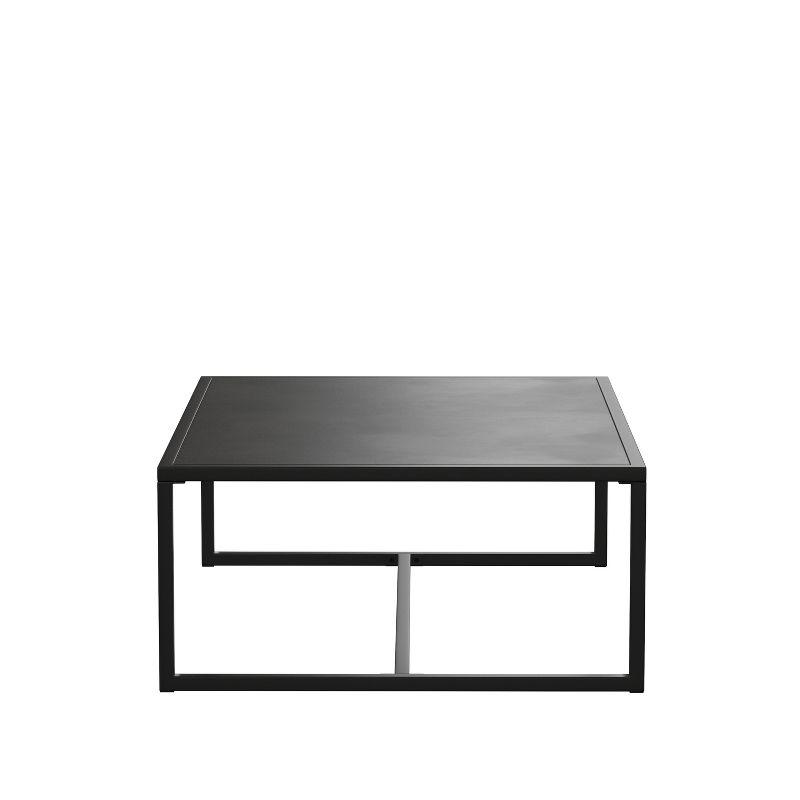 Flash Furniture Brock Outdoor Patio Coffee Table Commercial Grade Black Coffee Table for Deck, Porch, or Poolside - Steel Square Leg Frame