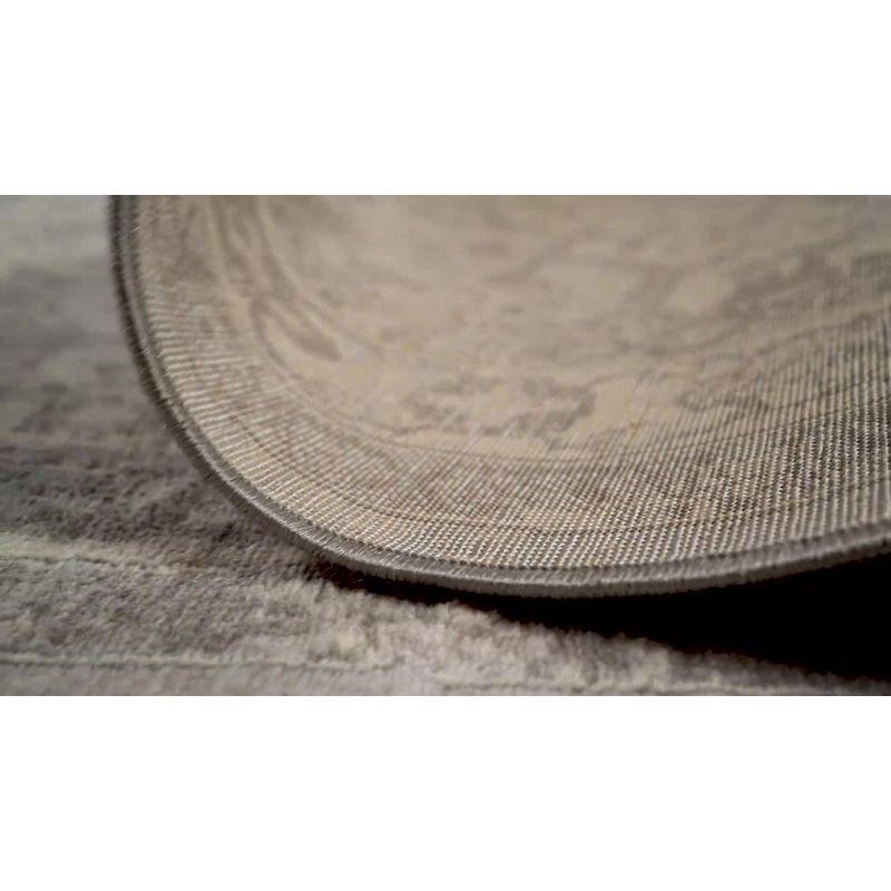5'x5' Modern Persian Vintage Medallion Area Rug, Light Grey/Blue - JONATHAN Y