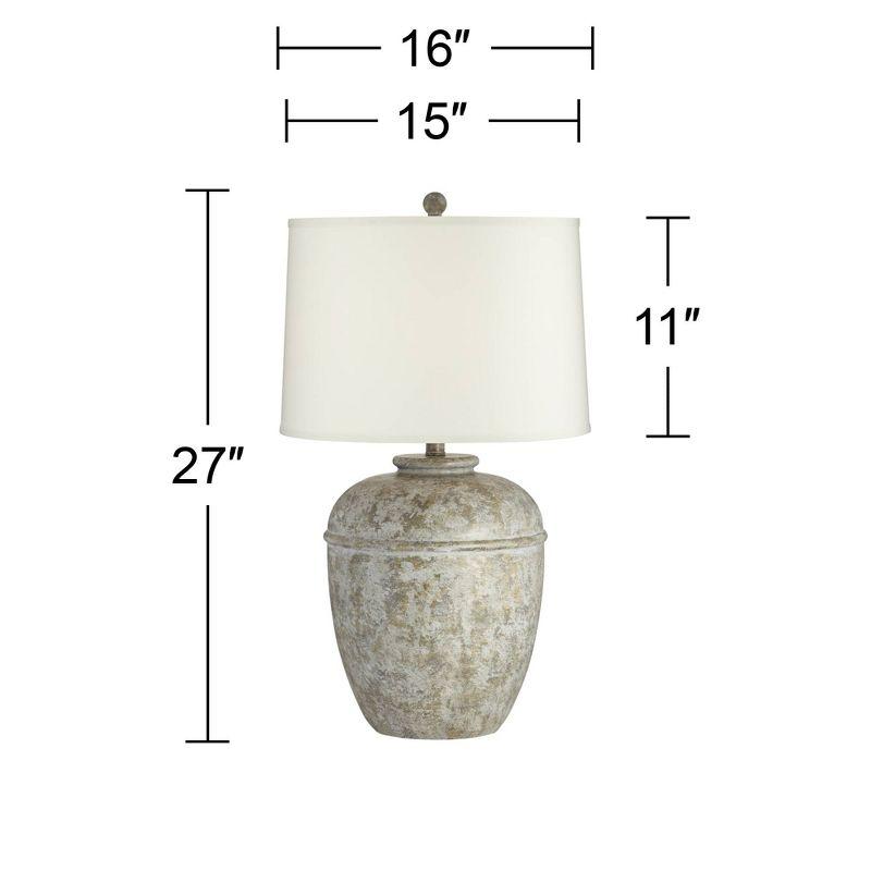 Southwest Rustic Faux Stone Table Lamp with Cream Linen Shade