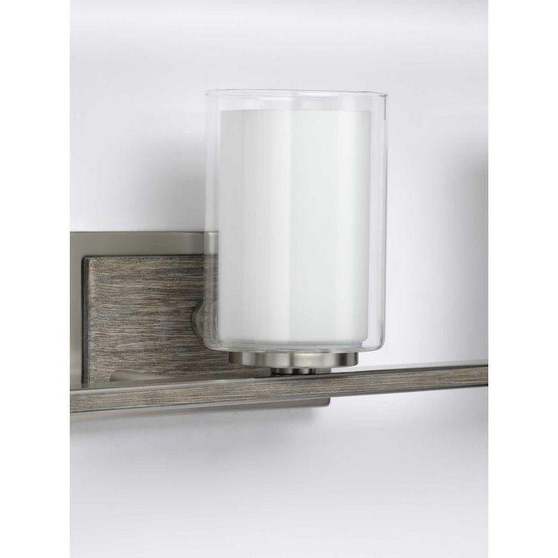 Progress Lighting Mast Collection 3-Light Bath Vanity in Brushed Nickel with Clear and Etched Glass Shades