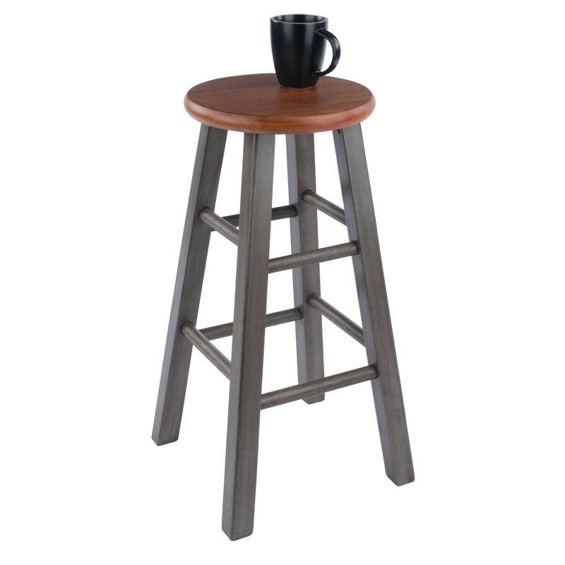 24" Ivy Counter Height Barstool Rustic Teak Brown - Winsome: Solid Wood, No Assembly, 220lb Capacity