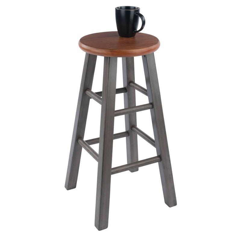 Rustic Teak and Gray 24" Solid Wood Backless Counter Stool