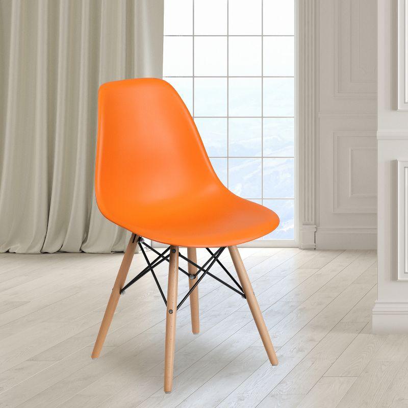 Flash Furniture Elon Series Plastic Chair with Wooden Legs for Versatile Kitchen, Dining Room, Living Room, Library or Desk Use