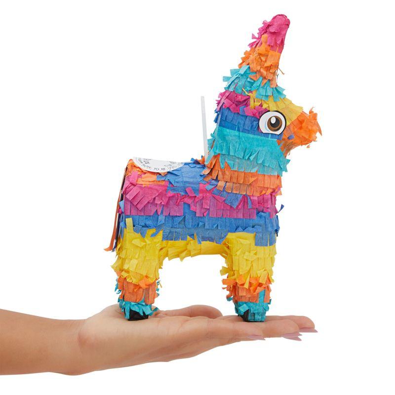 Blue Panda 3 Pack Mini Donkey Pinata for Cinco de Mayo Fiesta, Kids Birthday Party Supplies, 5.5 x 9.25 x 2.15 in