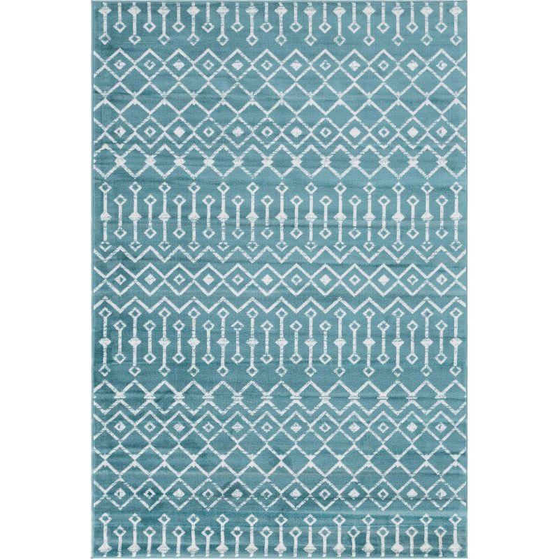 Unique Loom 6' 1 x 9' 0 Rectangle Moroccan Trellis Turquoise Area Rug