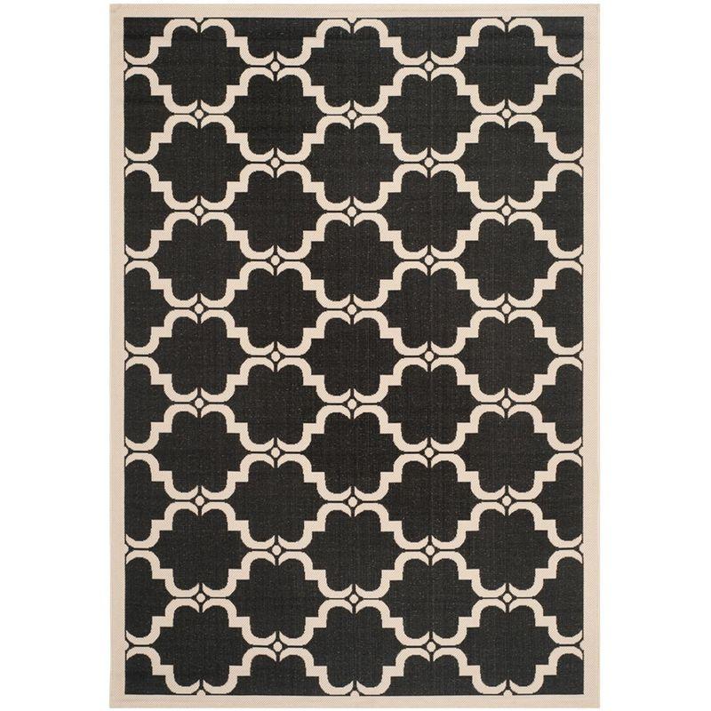 Courtyard CY6009 Power Loomed Indoor and Outdoor Area Rug - Black/Beige - 6'7"x9'6" - Safavieh