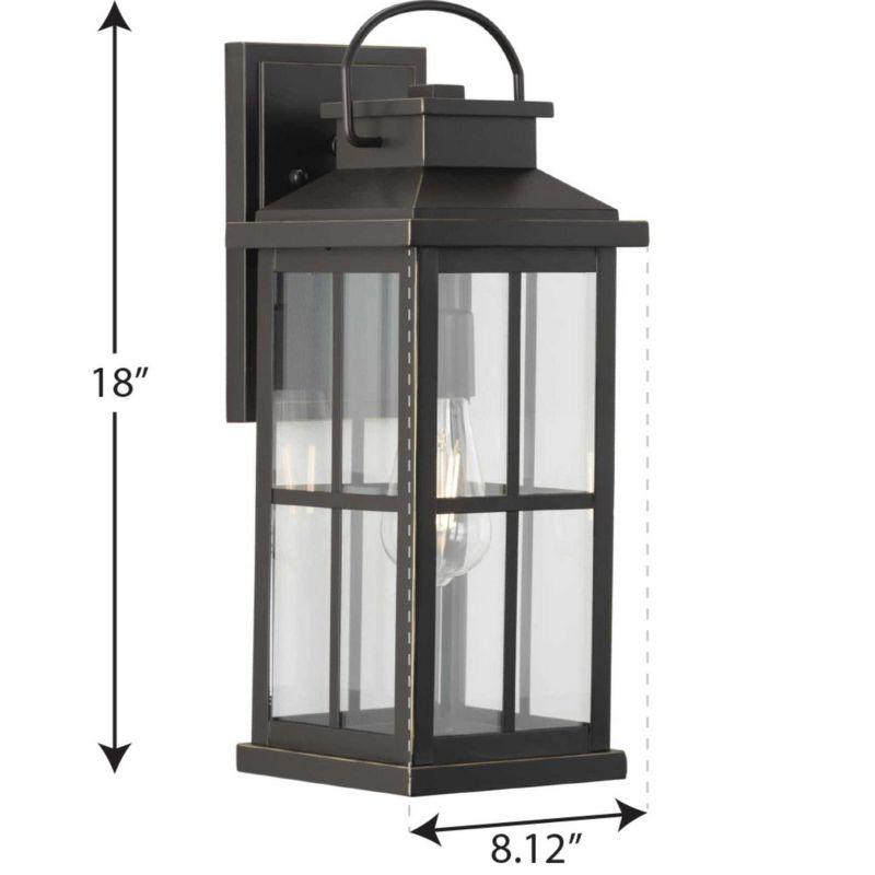 Progress Lighting Williamston 1-Light Antique Bronze Farmhouse Outdoor Large Wall Lantern with Clear Glass Shade
