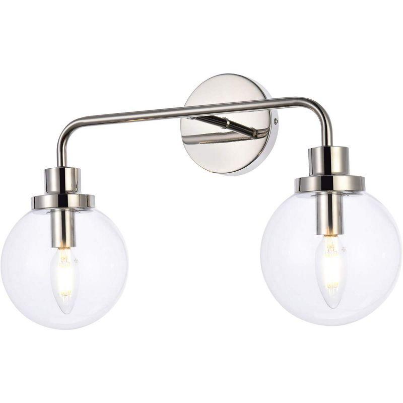 Elegant Lighting Hanson 2 lights bath sconce in polished nickel with clear shade