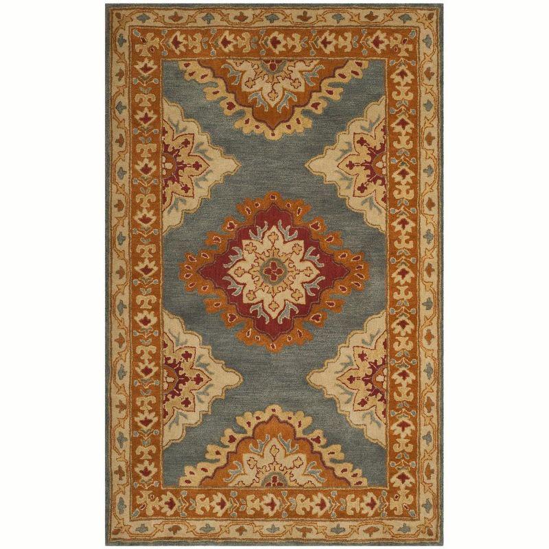 Heritage HG408 Handmade Area Rug - 5'x8' - Blue/Rust - Safavieh