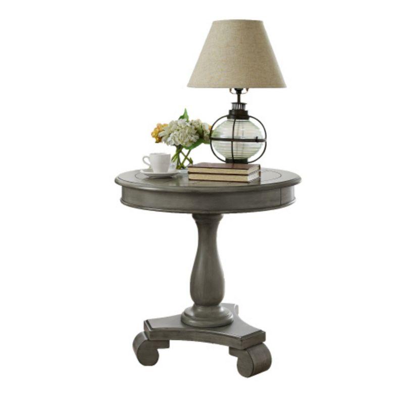 Roundhill Furniture Rene Round Wood Pedestal Side Table, Gray