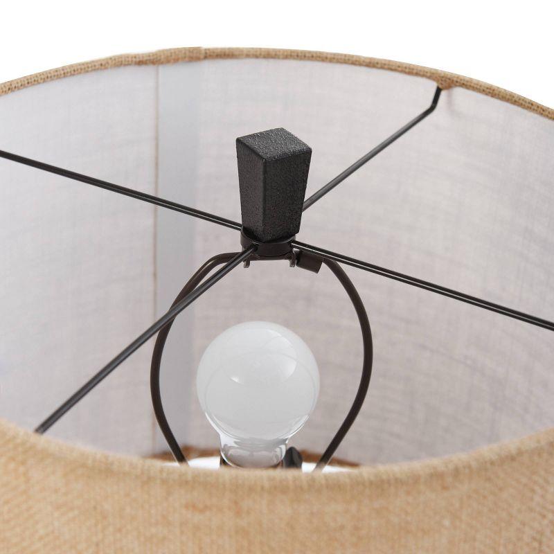 Tipton Swing Arm Floor Lamp with Burlap Shade Bronze/Tan - StyleCraft: Adjustable, UL Listed, Metal Body, Polyester Shade