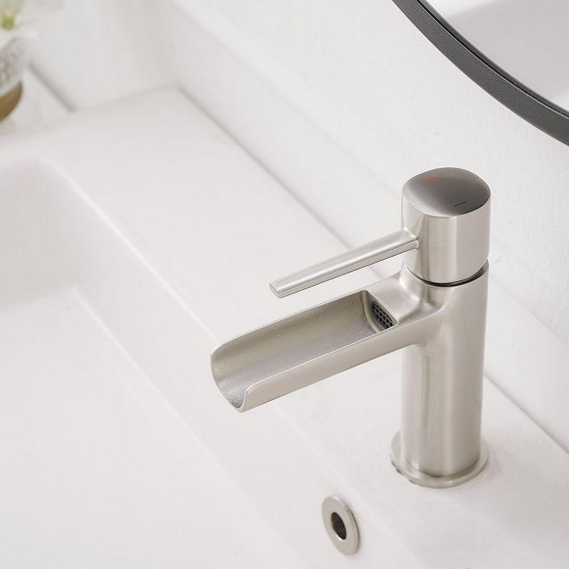 BWE Waterfall Single Handle Single Hole Bathroom Faucet Bathroom Drip-Free Vanity RV Sink Faucet