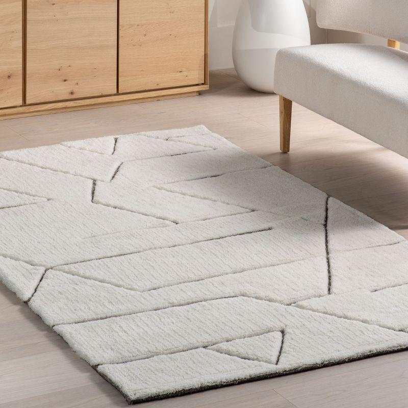 Nuloom Rasima Modern Geometric High-Low Wool Indoor Area Rug