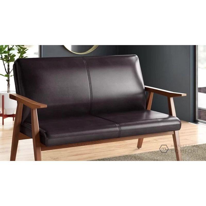 Arch Duke Faux Leather 2 Seater Loveseat Black - Manhattan Comfort: Beechwood Legs, No Assembly Required, Semi-Gloss Finish