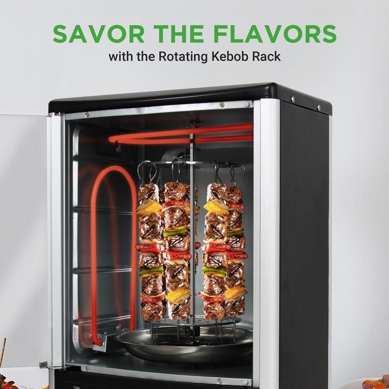 Nutrichef Vertical Countertop Oven with Rotisserie, Bake, Broil, & Kebab Rack Functions - Adjustable Settings - 2 Shelves