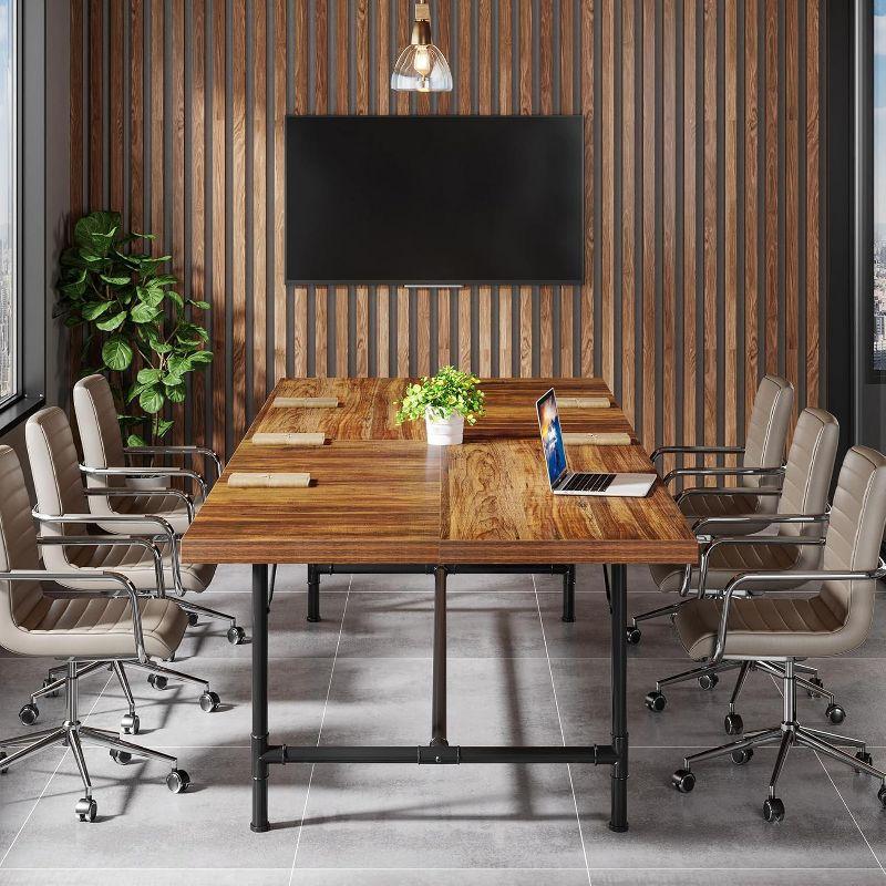 Tribesigns 6FT Conference Table, 70.8" Rectangle Meeting Seminar Table, Modern Training Table, Boardroom Desk for Office, Brown