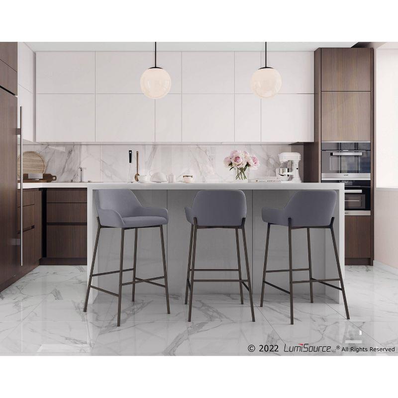 Set of 2 Daniella Metal Faux Leather Barstools Black/Gray - LumiSource: Contemporary, Upholstered, Fixed Height