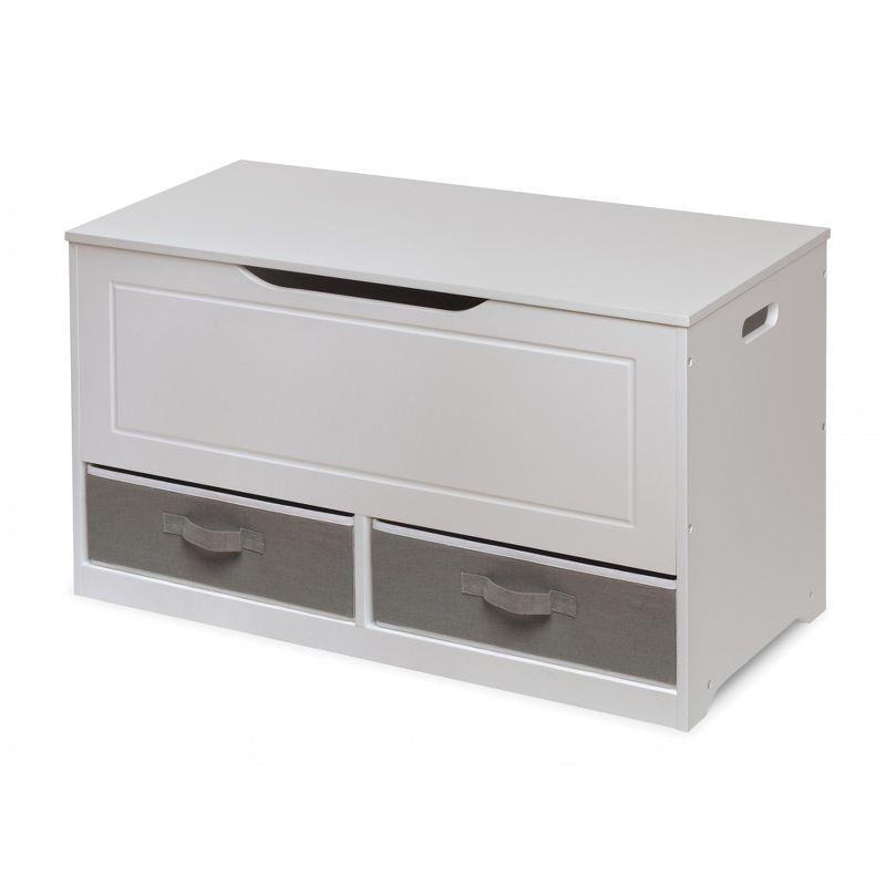 Dual-Tone White & Gray Toy Storage Bench with Reversible Baskets