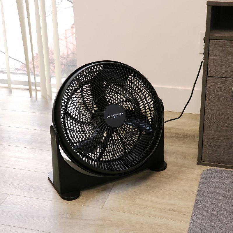 Air Monster 16 Inch 3 Speed Adjustable Tilt Floor Fan in Black