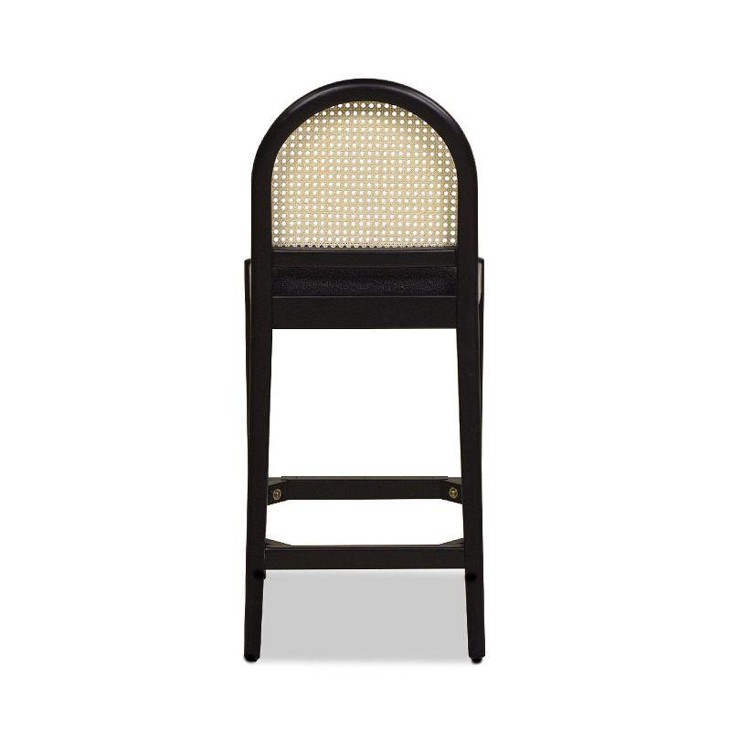 NicBex Dining Chairs Set of 2 Upholstered Chair Curved Back Cane Rattan Counter Stools, Fabric Accent for Kitchen, Bedroom, Black