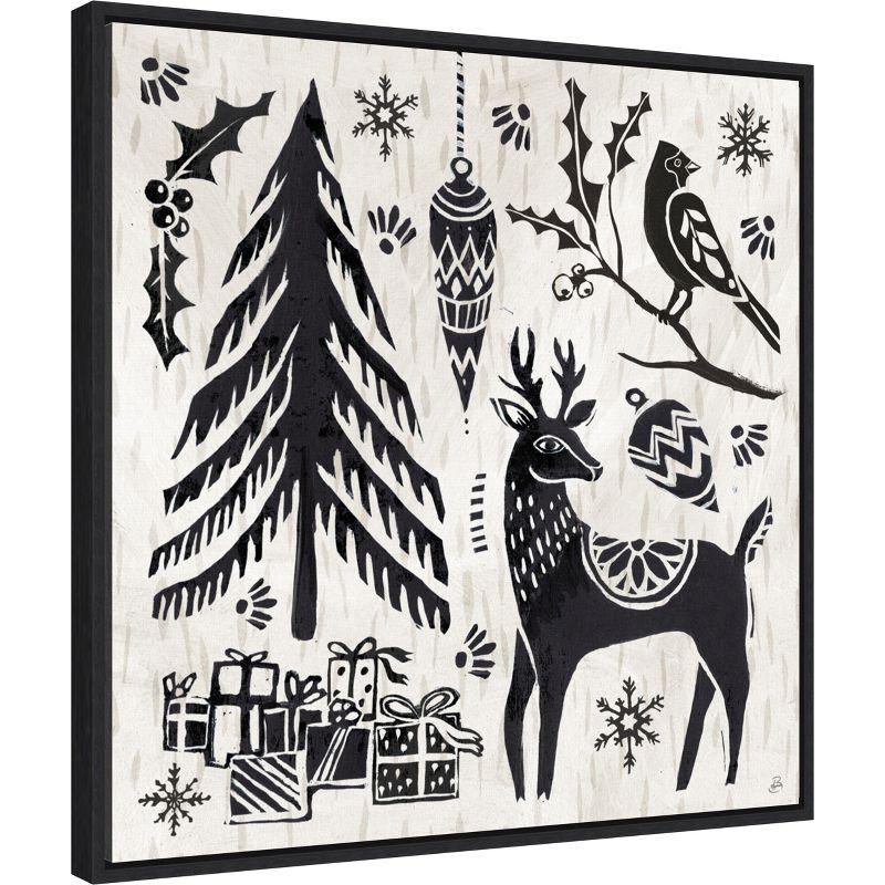 Amanti Art Woodcut Christmas V by Daphne Brissonnet Canvas Wall Art Print Framed 22 x 22-in.