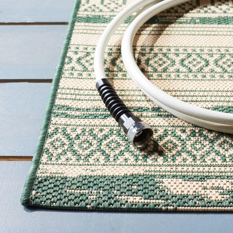 Courtyard CY8061 Power Loomed Indoor and Outdoor Area Rug - Dark Green/Beige - 5'3"x7'7" - Safavieh