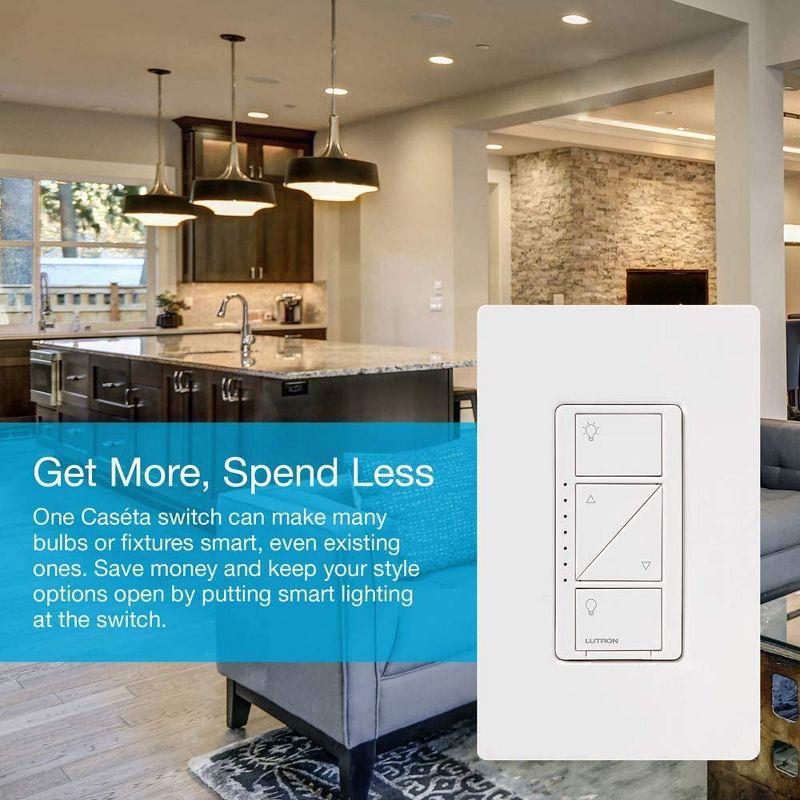Lutron Caséta Wireless Smart Lighting Dimmer Switch Starter Kit with Caséta Smart Hub and Pico Bracket P-BDG-PKG1W-A
