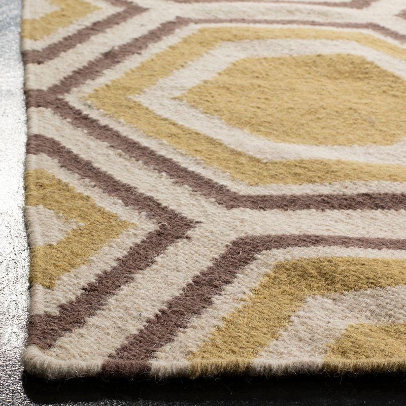 Dhurries DHU202 Hand Woven Runner Rug - Ivory/Yellow - 2'6"x10' - Safavieh.
