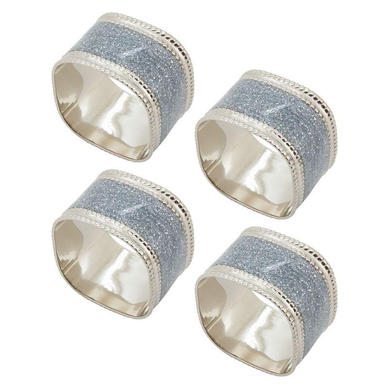 Silver Sparkling Square Napkin Rings Set of 4