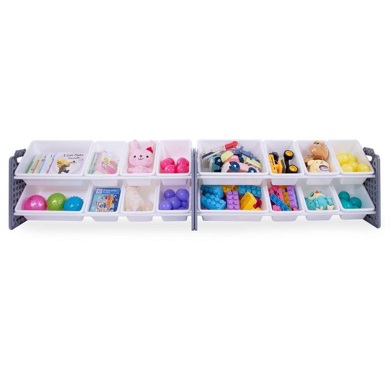 UNiPLAY Toy Organizer With 16 Removable Storage Bins and Block Play Panel, Multi-Size Bin Organizer