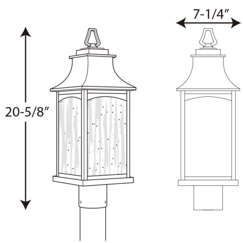 Progress Lighting Maison 2-Light Outdoor Post Lantern, Oil Rubbed Bronze, Clear Water Seeded Glass