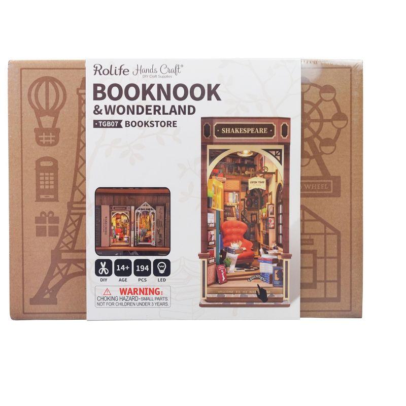 Hands Craft DIY Miniature House Kit Bookstore: Art & Craft Activity, Wood & Paper, Ages 14+, Requires 2 AAA Batteries