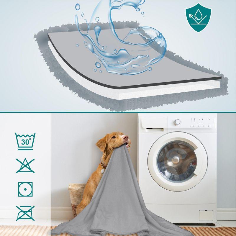 PetAmi Waterproof Dog Blanket For Pet Cat, Faux Shearling Fleece Couch Cover, Soft Plush Washable Reversible Throw