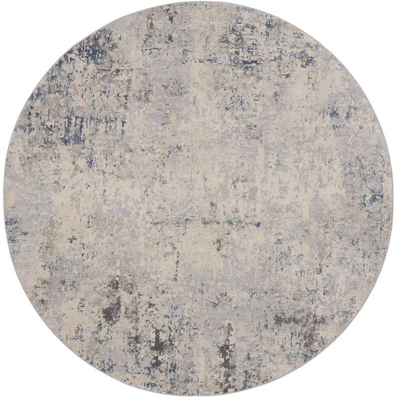 Nourison Rustic Textures Modern Indoor Area Rug Ivory Grey Blue 7'10" x round